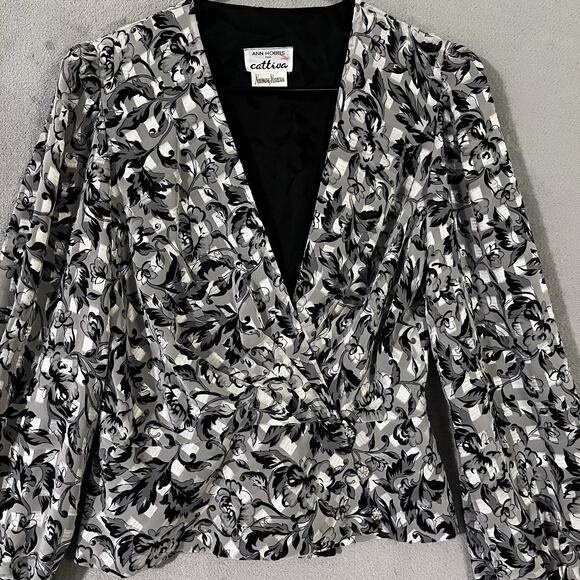 Vintage Ann Hobbs For Cattiva Blouse Fancy Womens M* Neiman Marcus Peplum Lined - Picture 3 of 11